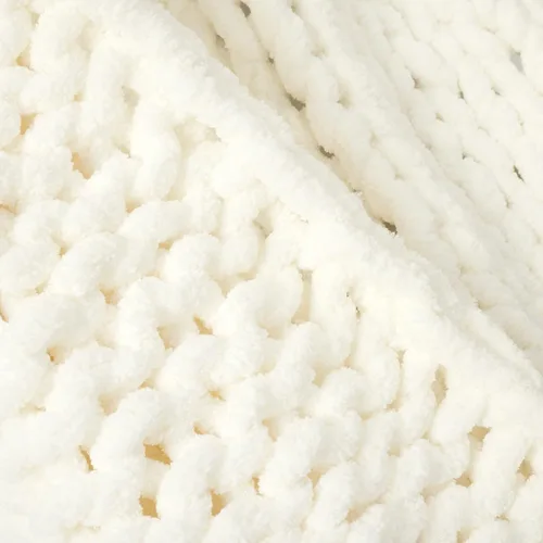 Miniatura 5 de Lush Decor Hygge - Manta o manta de felpilla de punto grueso, ultra suave y acogedora, 72 x 40 pulgadas, marfil
