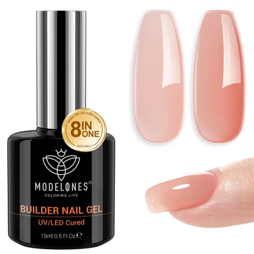 Miniatura 25 de modelones Gel base de goma de fibra para uñas, 0.5 fl oz (0.5 fl oz), base de goma de vidrio transparente, esmalte de gel, fortalecedor de uñas