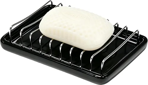 Bandeja de drenaje para jabonera, soporte para jabón autodrenante, soporte de esponja, jaboneras para ducha, baño, fregadero de cocina (1, C-negro)