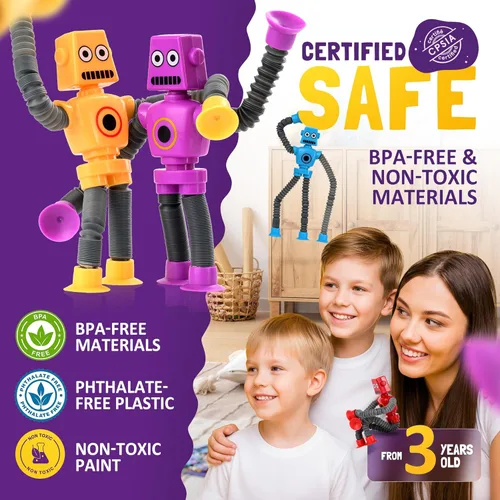 Miniatura 2 de nutty toys Juguetes Sensoriales de Robot 4 Unidades - Tubos Pop Superiores Fidget 2025 para TDAH y Autismo Edades 3 4 5 6 7 8 9 10 11 12, Mejor Idea