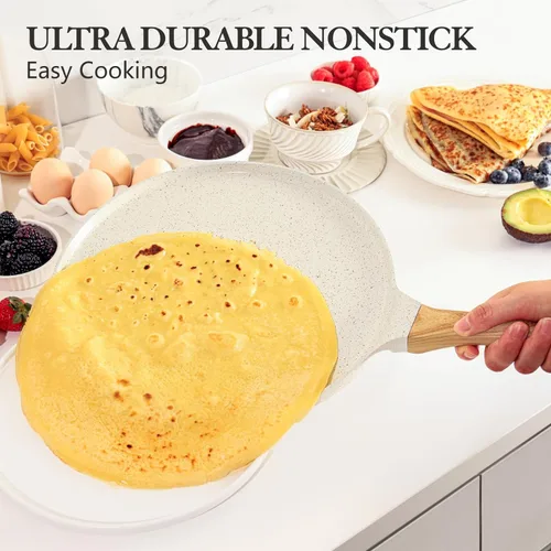 Miniatura 8 de SENSARTE Sartén antiadherente para crepas con esparcidor, sartén Dosa de 10 pulgadas con revestimiento cerámico natural, sartén plana