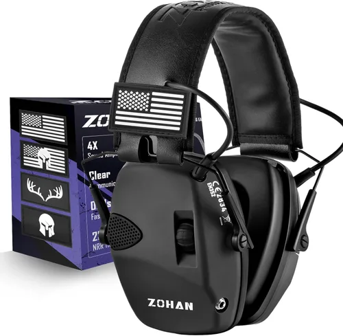 Miniatura 13 de ZOHAN Orejeras de tiro electrónicas con parches, 2 paquetes de protección auditiva para tiradores, reducción de ruido NRR 23dB, auriculares de Con
