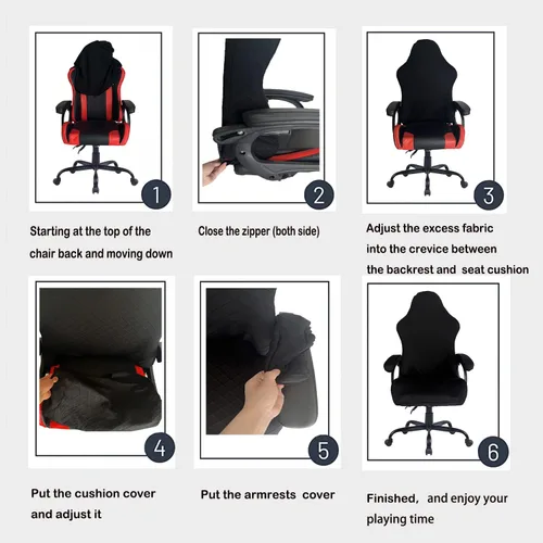 Miniatura 7 de Deisy Dee SIN Silla, SOLO Fundas para Sillas Gaming, Fundas Deslizables Gaming Fundas de Poliéster Elástico para Silla Gaming Reclinable de Carreras