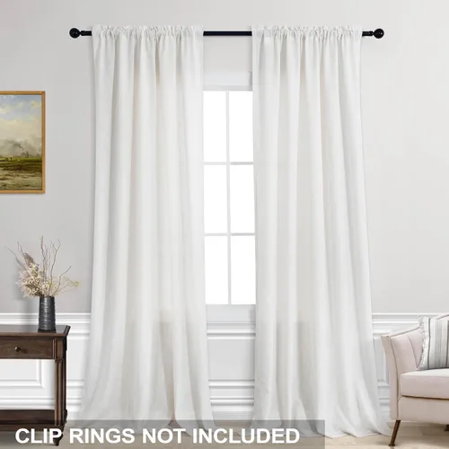 Miniatura 118 de KOUFALL Juego de 2 cortinas de puerta francesa, cortinas de lino para puerta/ventana, cortina transparente boho para cristal lateral delantero