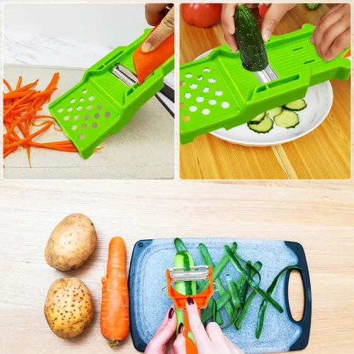 Miniatura 5 de Juego de utensilios de cocina multifuncionales, pelador multifuncional 3 en 1, pelador de una sola hoja, exprimidor de limón, pelador de patatas