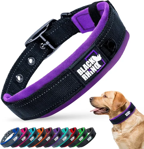 Miniatura 15 de Collares para perros Black Rhino para perros medianos - Collar de perro ajustable reflectante resistente con acolchado de neopreno ultra suave
