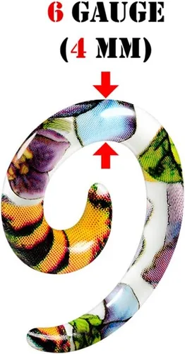 Miniatura 2 de Par de acrílico colorido flor espiral cónico estiramiento expansor piercing joyería oído carne túneles ensanchador tapones pendientes