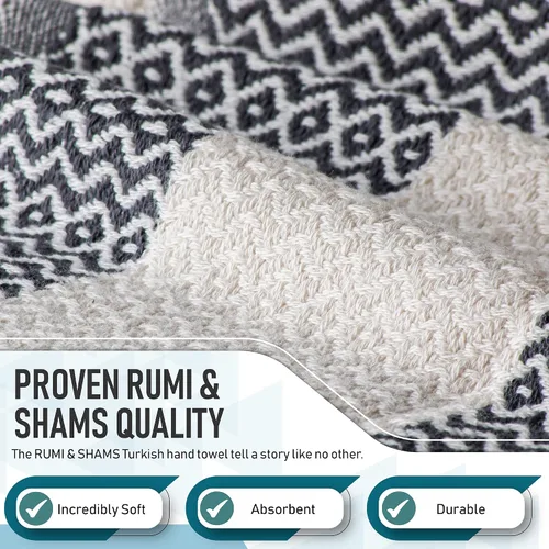 Miniatura 4 de RUMI & SHAMS - Toalla de mano turca para baño y cocina - 2 toallas de mano decorativas de lujo para baño - Toallas rústicas de cocina de 100 %