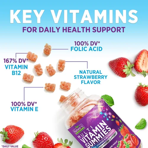 Miniatura 6 de Gomitas multivitamínicas para adultos, gomitas multivitamínicas completas para mujeres y hombres, vitaminas y minerales esenciales con vitaminas A