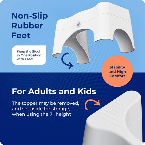 Miniatura 16 de Squatty Potty The Original Taburete de Baño para Inodoro - Ajustable 2.0, Convertible a 7" o 9" de Altura con Tapa Removible para Adultos y Niños