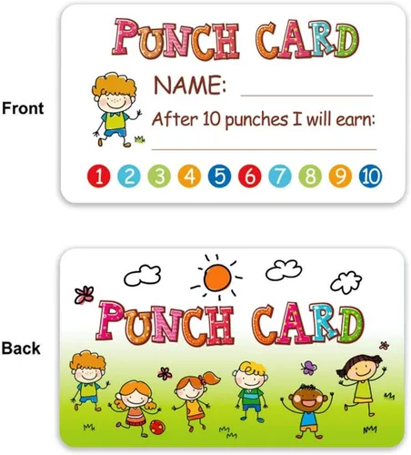 Miniatura 2 de Tarjeta perforadora, 100 tarjetas de incentivo de recompensa para profesores, tabla de comportamiento para niños, suministros de aula de escuela
