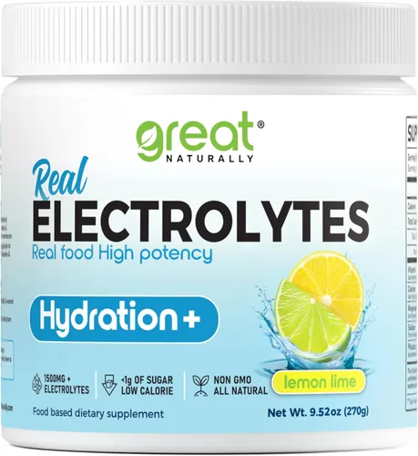 Hidratación en polvo de electrolitos | Alimentos reales de alta potencia | Limón lima 30 porciones | Polvo de electrolitos de alta potencia | Mezcla