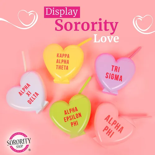 Miniatura 6 de Sorority Shop Theta Phi Alpha - Vaso con popote en forma de corazón, de 16 onzas, con tapa y popote de silicona, vaso de plástico reutilizable