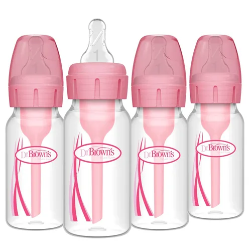 Miniatura 20 de Dr. Brown's Natural Flow Anti-Colic Options+ Biberón de cuello estrecho, Azul Natural, 8 onzas/250 mL, con tetinas de flujo lento Nivel 1, 0m+