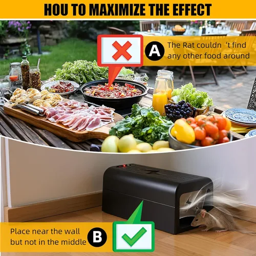 Miniatura 4 de Trampa para ratas, exterminador eléctrico para ratones, 2 paquetes de exterminador electrónico de roedores con deflector antiescape en interiores