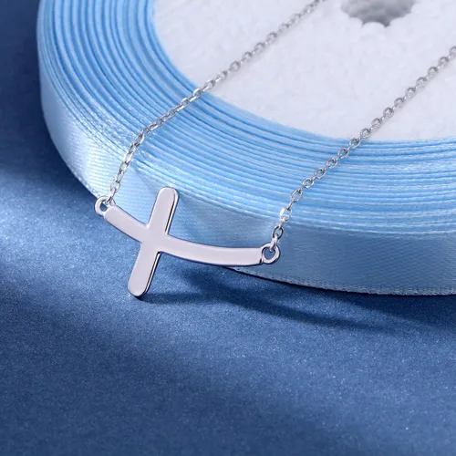 Miniatura 4 de Athenaa - Tobillera de plata fina 925 con colgante de cruz