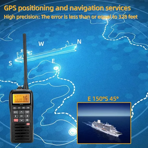Miniatura 3 de Retevis Radio marina RM40 con GPS, llamada de socorro DSC, alarma de mafia, radio de mano flotante impermeable IP67, alerta meteorológica NOAA