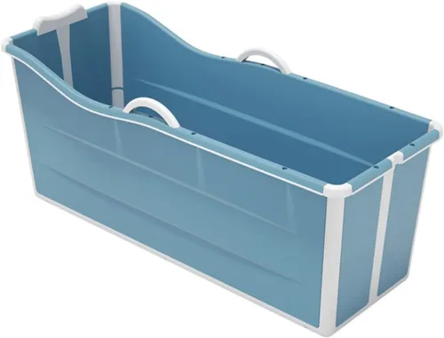 Bañera plegable grande, bañera portátil para adultos, bañera de hidromasaje, uso en interiores y exteriores, 53.5 pulgadas, azul, soporta hasta 198