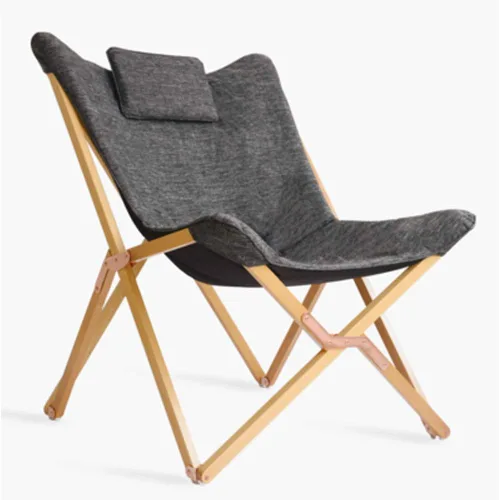 Miniatura 12 de Silla plegable de madera maciza para el almuerzo, silla reclinable portátil de haya con cómodo cojín (no es necesario instalar)