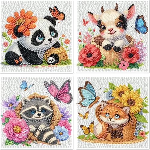 Kits de Arte de Diamantes para Niños - Paquete de 4 Pinturas de Arte de Diamantes para Niños - Artes y Manualidades para Niños de 8 a 12 Años -