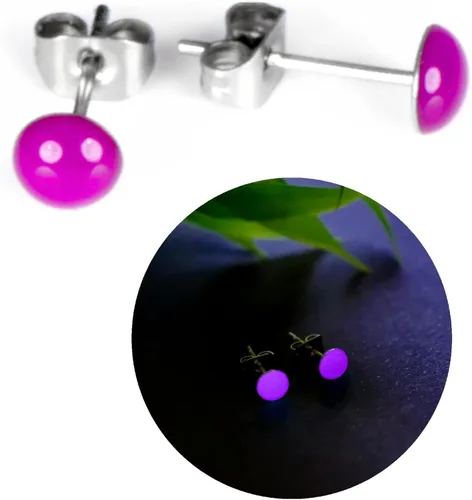 Miniatura 14 de Glow-in-the-Dark 5mm Round Stainless Steel Stud Earrings for Women, Teens & Girls Over 12 Years Old- Hypoallergenic, Flat Back Earrings, Handmade in