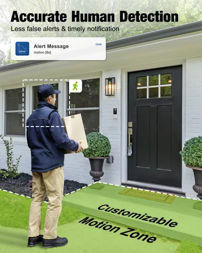 Miniatura 5 de MUBVIEW timbre de puerta inalámbrico con video, 1080p, comunicación bidireccional, visión nocturna, detección humana, almacenamiento en tarjeta/nube
