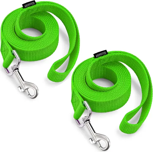 Miniatura 33 de AMAGOOD 6 pies de correas para cachorros/perros, correa de estilo tradicional resistente con gancho de cuello fácil de usar, correa para perros Negro