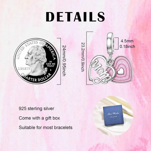 Miniatura 5 de SEVENWELL Dijes familiares para Pandora, plata de ley 925 con forma de corazón y flores para pulsera, mamá, hermana, hija, esposa, nana, mejor amiga