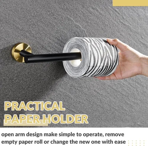 Miniatura 4 de Portarrollos para papel higiénico, APLusee colgador de acero inoxidable de medio abierto redondo, almacenamiento de pared para baño o cocina
