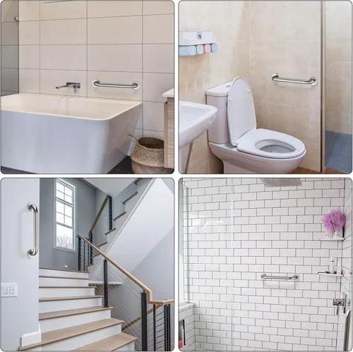 Miniatura 7 de Barra de agarre para ducha de acero inoxidable, mango de ducha ZUEXT, barra de equilibrio para el baño - soporte de pasamanos de seguridad - Níquel