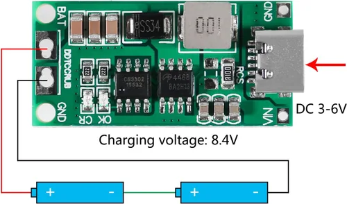 Miniatura 3 de Módulo elevador de polímero LiPo, batería de litio 18650 (4S 2A) de múltiples celdas 2S 3S 4S 1A 2A 4A Tipo-C a 8.4V 12.6V 16.8V Boost Board LiPo