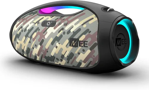 MEE Audio PartySPKR - Altavoz inalámbrico Bluetooth, potente sonido estéreo RMS de 60 W, 2 subwoofers, altavoz portátil para exteriores, campamento,