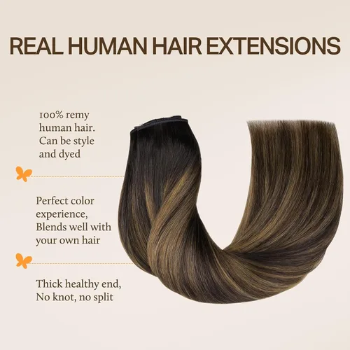 Miniatura 2 de DOORES Extensiones de cabello humano Remy, de 12 pulgadas, 2.47 onzas, invisible, transparente, ajustable, extensiones secretas de cabello lacio