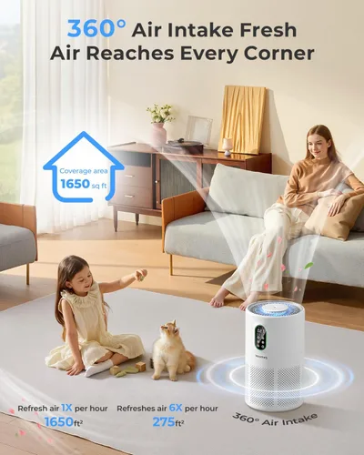 Miniatura 3 de Purificadores de aire para el hogar, habitación grande de hasta 1650 pies cuadrados, purificador de aire WESTHEY H13 True HEPA para dormitorio