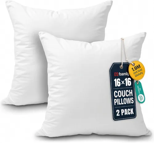 Miniatura 11 de Foamily Juego de 4 rellenos para almohada hipoalergénicas de primera calidad, con forma cuadrada de poliéster, estándar, blancos