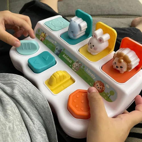 Juguete de causa y efecto para niños pequeños de 2 a 3 años – Juguete de desarrollo con botones y colores – Juguetes de clasificación de colores con