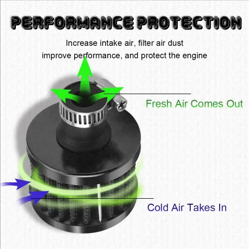 Miniatura 4 de HAOBO Filtro de admisión de aire de 12 mm, filtro de aire pequeño para motor, filtro de admisión de aire frío mini universal con cono de motor