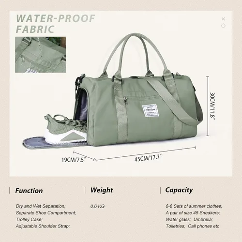 Miniatura 3 de Bolsa de gimnasio para hombres con compartimento para zapatos y bolsillo húmedo, mochila deportiva para natación, yoga, bolsa de viaje impermeable