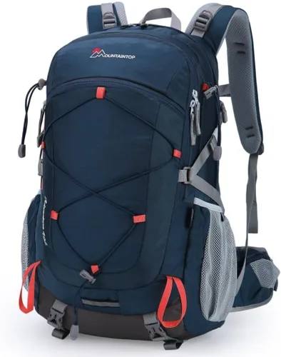Mochila de senderismo MOUNTAINTOP de 25 L/40 L, mochila de viaje ligera para senderismo al aire libre, camping para hombres y mujeres Azul y naranja