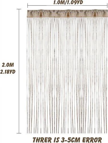 Miniatura 2 de Cortina de Cuerdas para Puerta, Panel de Pared con Flecos para Ventana Persiana Divisor de Habitación, Pantalla Decorativa con Borlas para Hogar