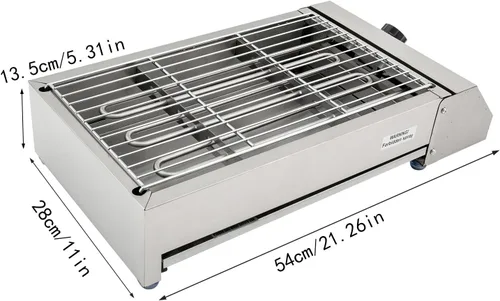 Miniatura 4 de Parrilla eléctrica, parrilla eléctrica comercial para interiores con control de temperatura a 572 °F, parrilla extraíble y placas de plancha