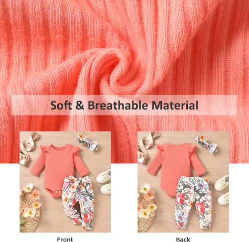 Miniatura 33 de Aalizzwell Conjunto de mameluco acanalado para bebé recién nacido prematuro para otoño e invierno