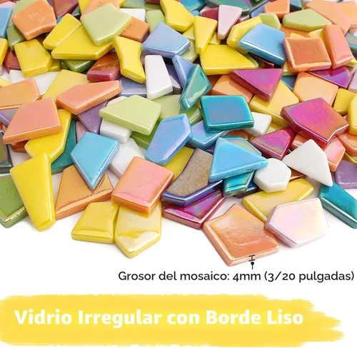 Miniatura 5 de Youway Style Azulejos de Mosaico de Vidrio Iridiscente para Manualidades a Granel, 200g Piezas de Vidrio de Mosaico Roto para Manualidades