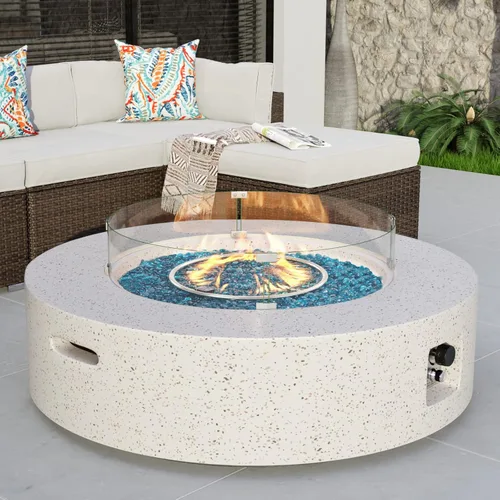 Miniatura 10 de COSIEST Mesa de café con fogata a propano para exteriores con base redonda de 40.5 pulgadas en bronce oscuro, calefactor de patio certificado