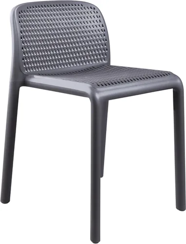 Miniatura 3 de CozyBlock Punch - Silla de comedor apilable perforada para interior y exterior, juego de 2 unidades (gris oscuro)
