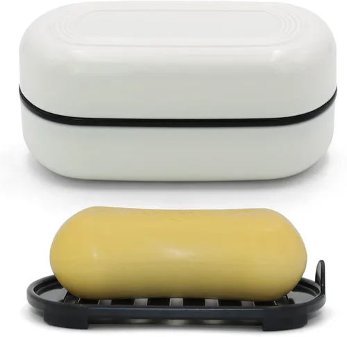 Miniatura 16 de AIMAIAIMAI Estuche de viaje para dos barras de champú – Compatible con barras de champú y acondicionador sólido Kitsch, contenedor grande de jabón