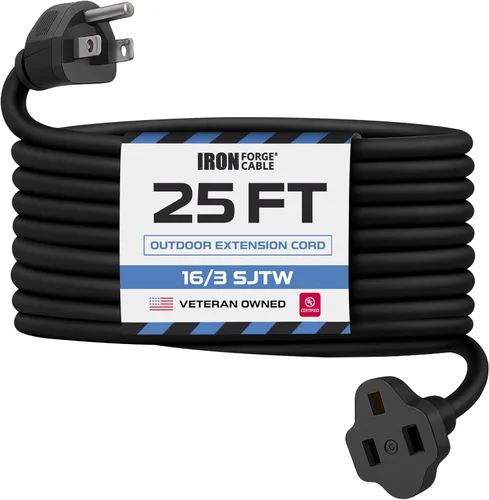 Miniatura 20 de Iron Forge Cable Cable de extensión negro de 6 pies, 16/3, cable de extensión de 6 pies, 3 puntas, resistente a la intemperie, ideal
