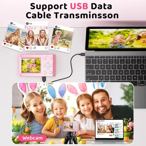 Miniatura 5 de Cámara digital, cámara 4K Vlogging para niños con zoom de 64 MP y 16X antivibración, cámara digital para niños de 3 a 12 años, regalos de cumpleaños