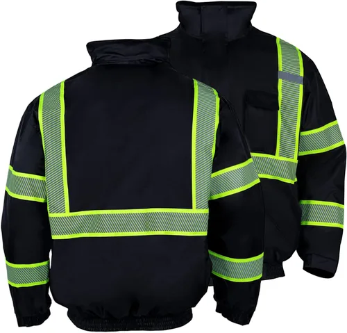 Miniatura 2 de VENDACE Chaquetas de Invierno Reflectantes de Alta Visibilidad Hi Vis para Hombres Forro Polar ANSI Clase 1 Negro (Negro, 3XL)