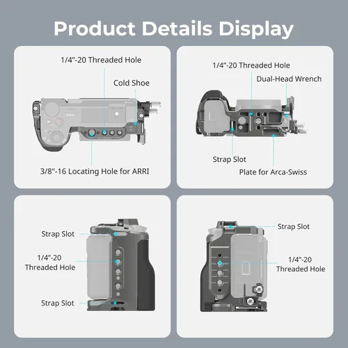 Miniatura 2 de SMALLRIG ZV-E10 II HawkLock Kit de jaula de liberación rápida para Sony ZV-E10 II con abrazadera de cable para HDMI, mango de silicona ergonómico